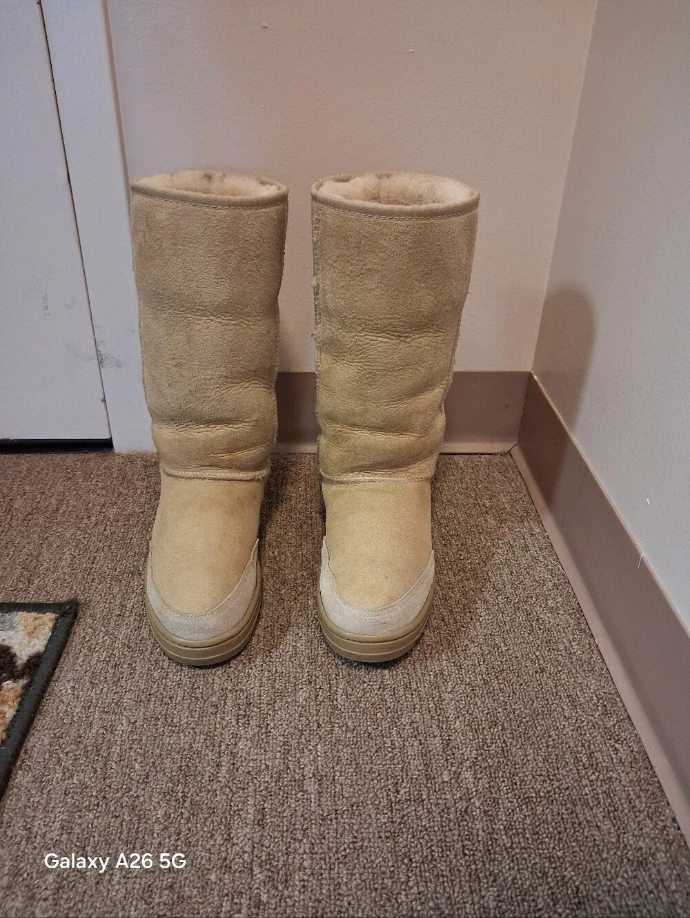 UGG AUSTRALIA Women's Tall Shearling-Lined Winter Boots - Sand Color Size 7